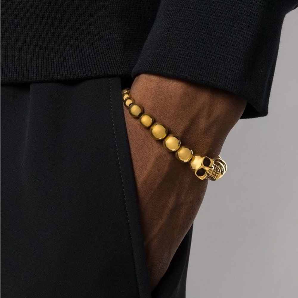 ALEXANDER MCQUEEN Gold Skull Bracelet - NEW